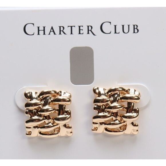 CHARTER CLUB Gold-Tone Braided Stud Earrings - Picture 2 of 3